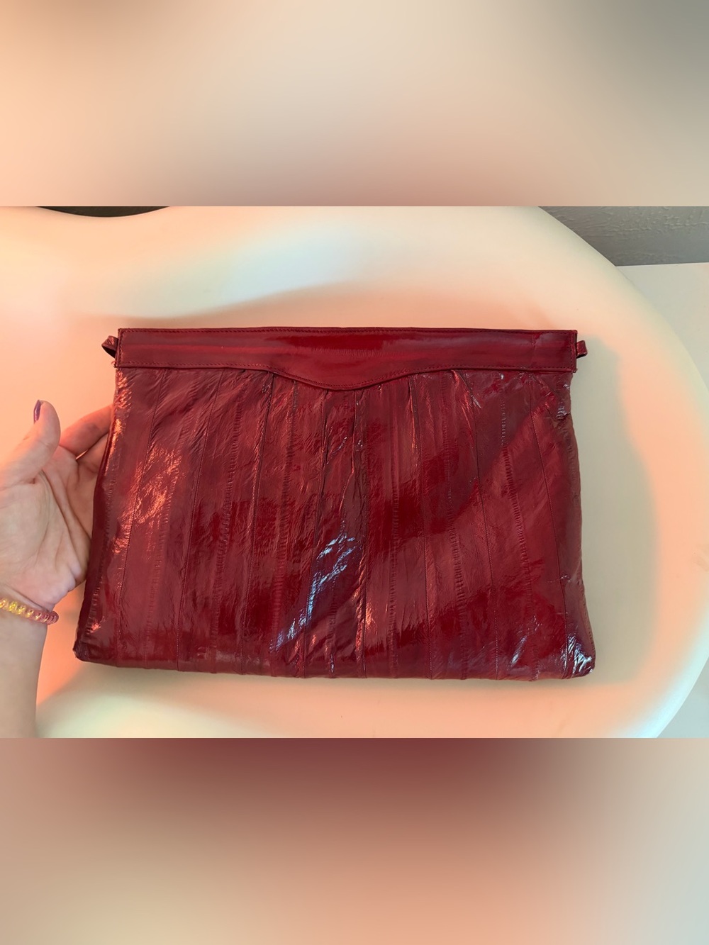 Vintage Red eel skin Clutch or shoulder bag